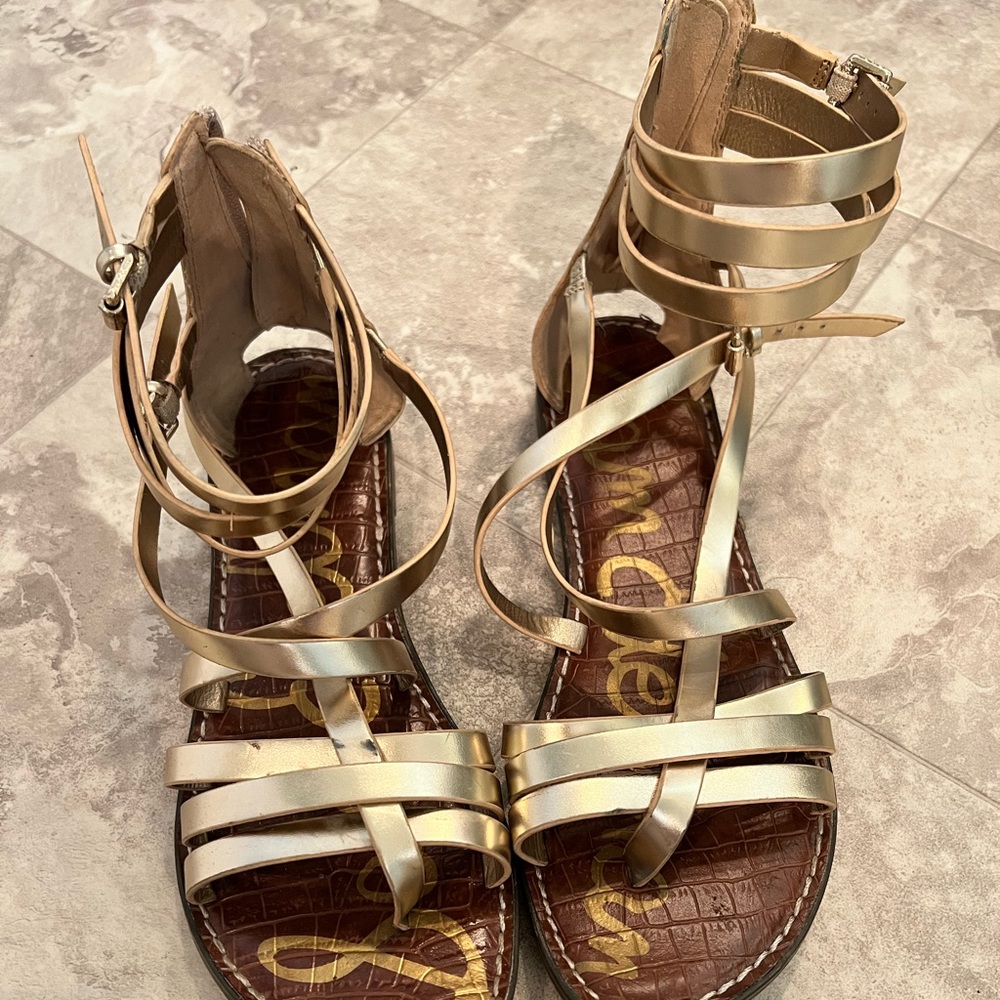 COPY - Gold Sam Edelman leather gladiator sandal